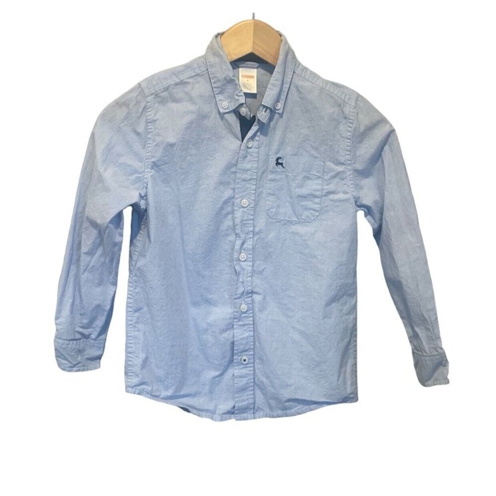 Gymboree Boys Blue Plaid Button Down Shirt Shirt Size 8 Reindeer Christmas